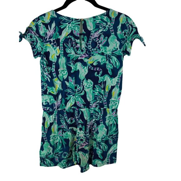 Lilly Pulitzer Girls Romper 8-10 Large Tidal Wave In The Details Lemurs - Picture 5 of 7